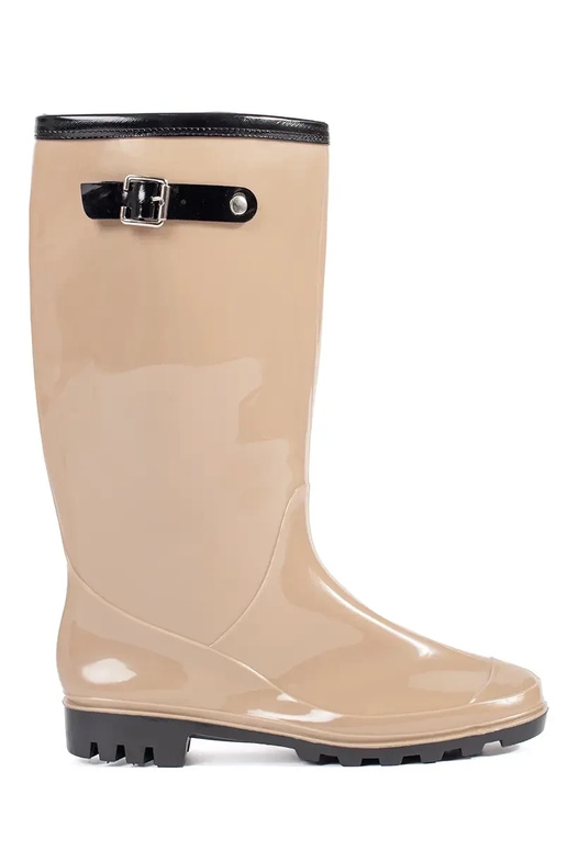 Botas de goma charol beige