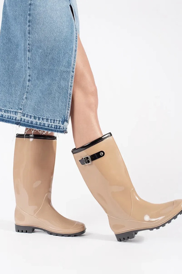 Botas de goma charol beige 2