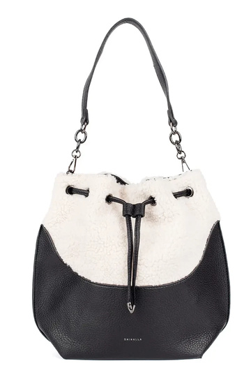 Elegante bolso negro con piel