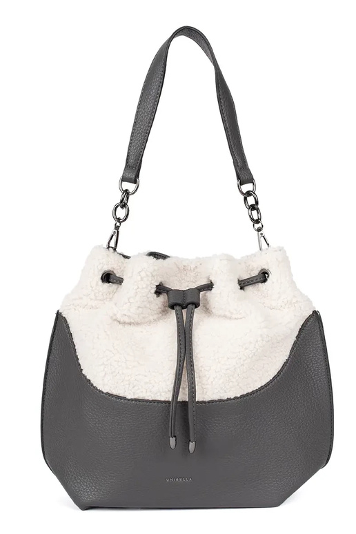 Elegante bolso gris con piel Elegante bolso gris con piel