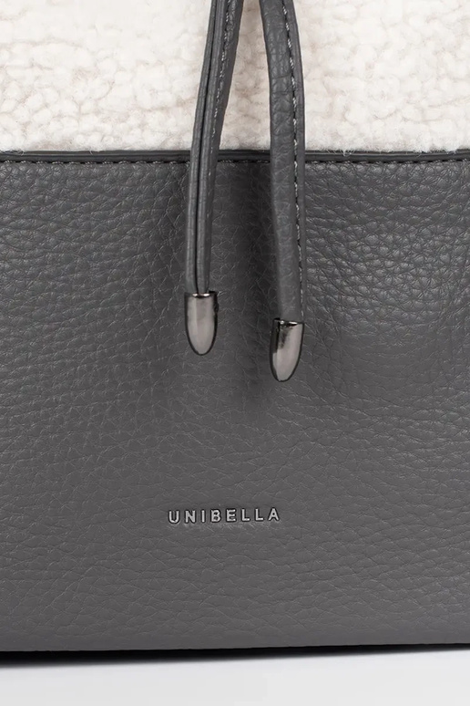 Elegante bolso gris con piel Elegante bolso gris con piel