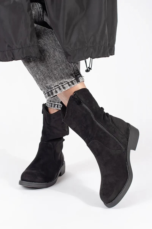 Botas vaqueras de ante negro para mujer Botas vaqueras de ante negro para mujer