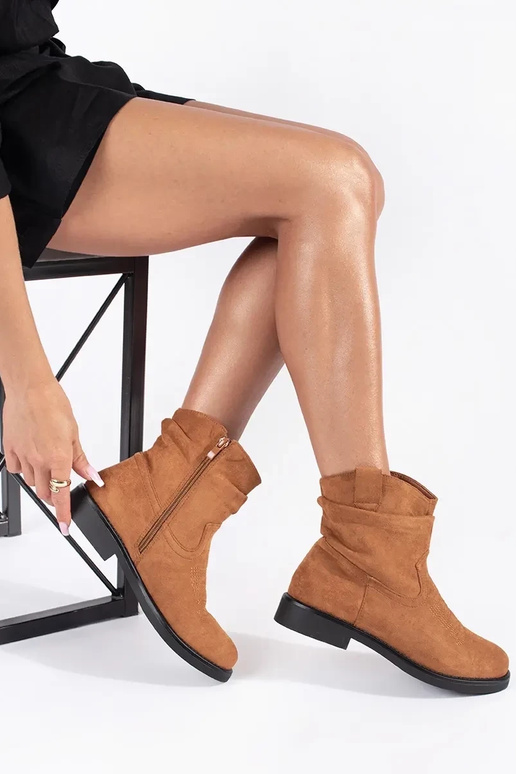 Botas vaqueras de ante marrón para mujer