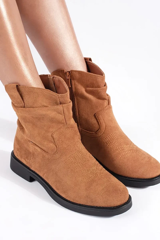 Botas vaqueras de ante marrón para mujer