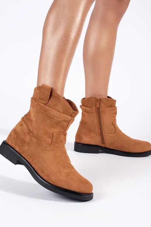 Botas vaqueras de ante marrón para mujer