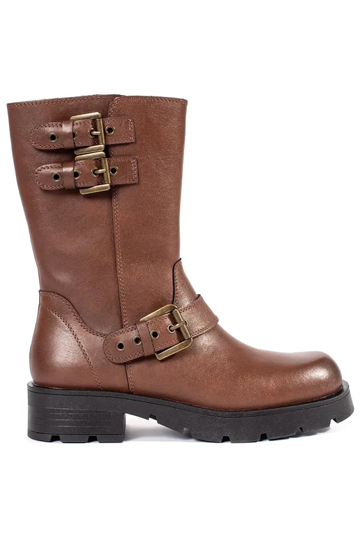 Zapatos de mujer de piel marrón con...