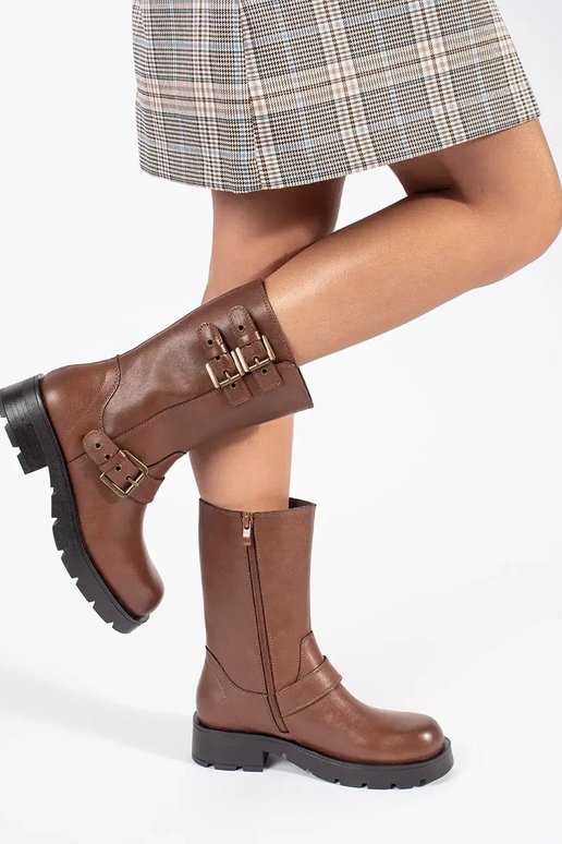 Zapatos de mujer de piel marrón con...