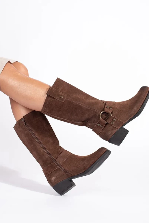 Botas cowboy de piel marrón para... Botas cowboy de piel marrón para...