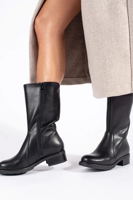 zapatos mujer piel negro Sergio Leone