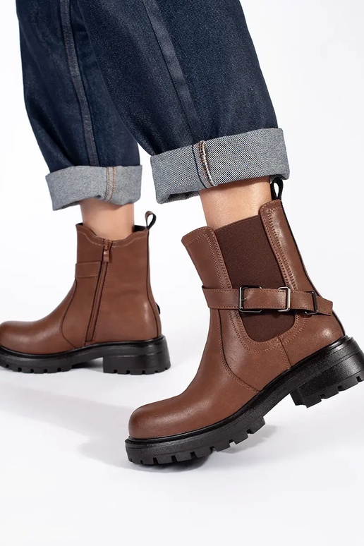 Zapatos mujer piel marrón con... Zapatos mujer piel marrón con...