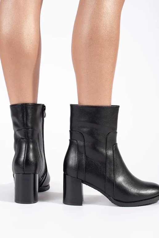 Botas de tacón de cuero negro para...