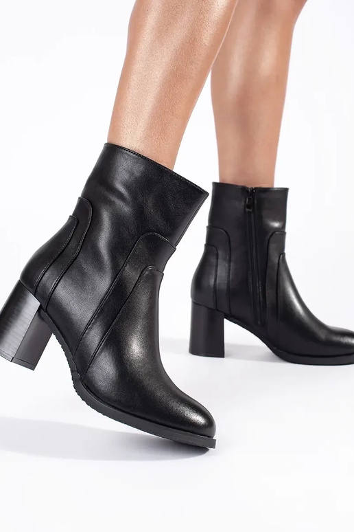 Botas de tacón de cuero negro para...