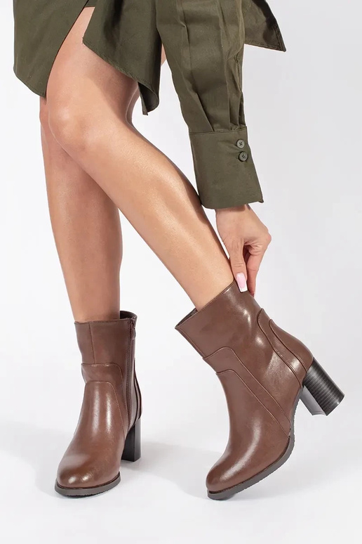 Botas de tacón de cuero marrón para...