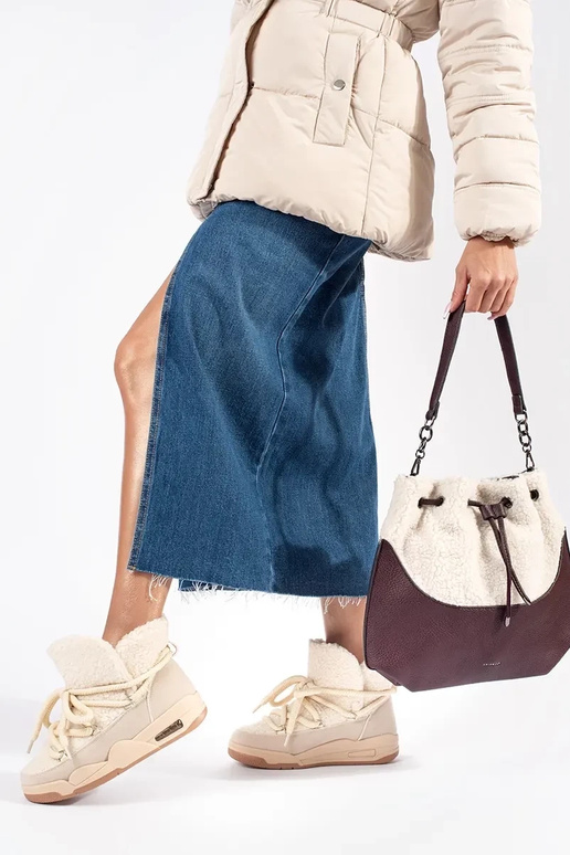 Botas de nieve de mujer beige con...