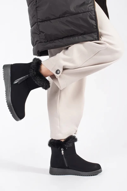 Botas cómodas de mujer con pelo en negro