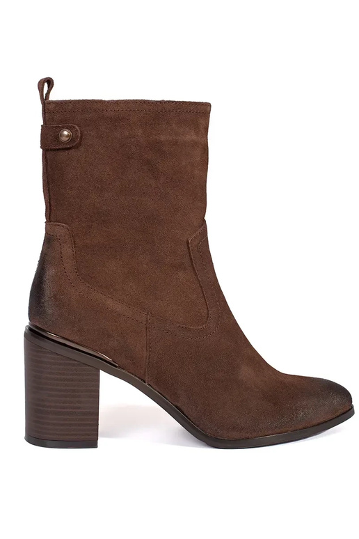 Botas de tacón de cuero marrón para... Botas de tacón de cuero marrón para...