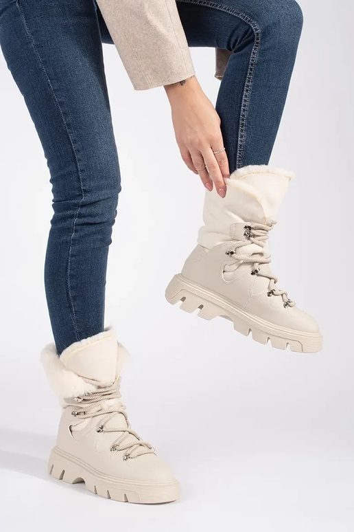 beige atado para arriba Botas de...