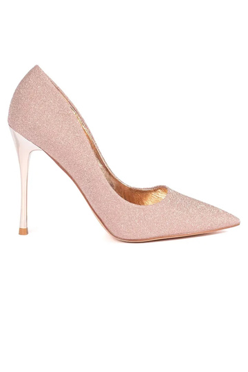 con brillo rosa-dorado...