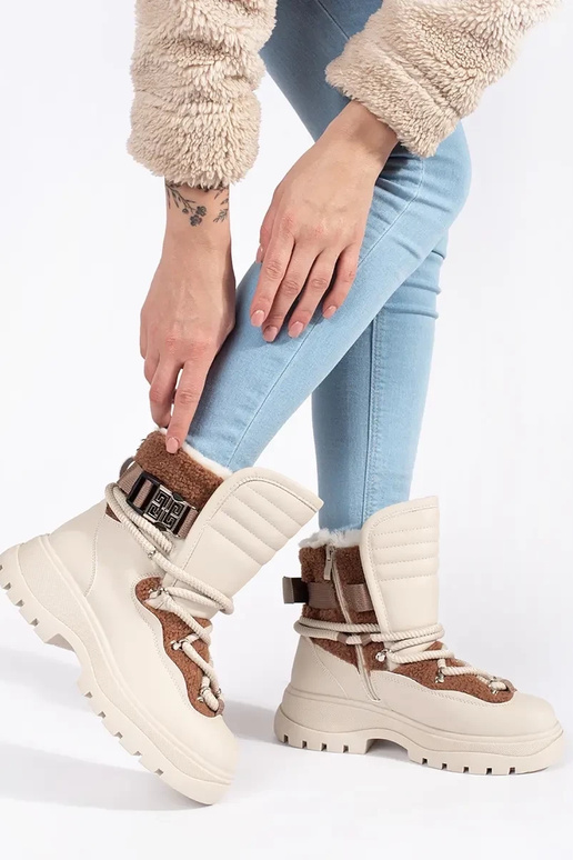 beige Botas de nieve para mujer con...