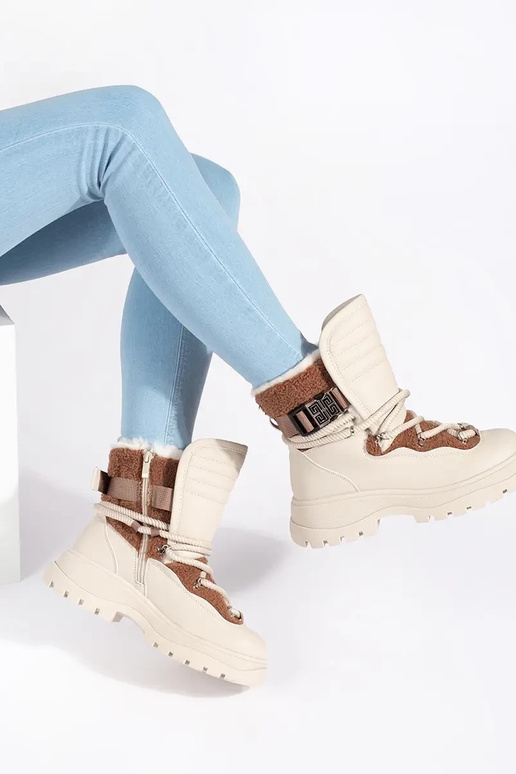 beige Botas de nieve para mujer con...