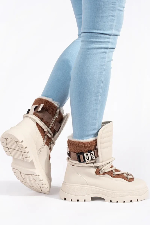beige Botas de nieve para mujer con...