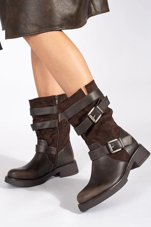 Zapatos marrones de tacón bajo para...