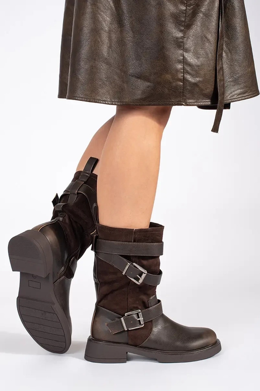 Zapatos marrones de tacón bajo para...