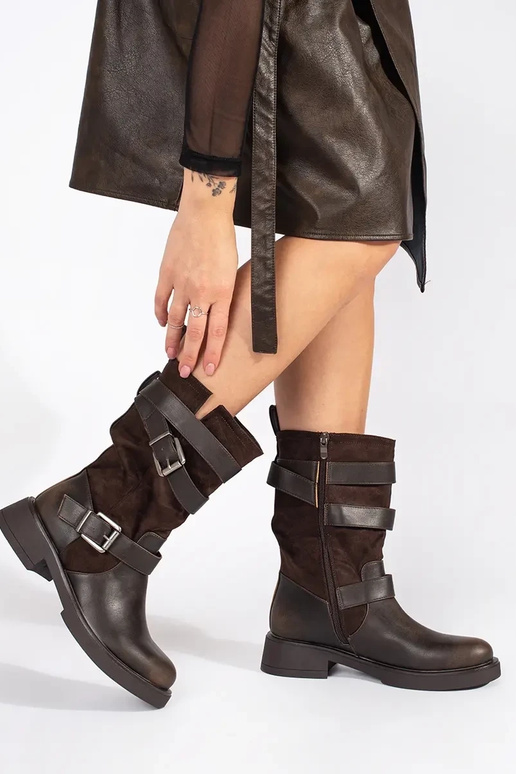 Zapatos marrones de tacón bajo para...