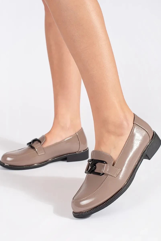 beige mocasines mocasines ze skórzaną...