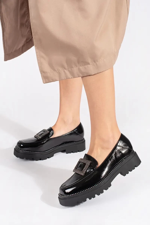 Mocasines de color negro mujer con...