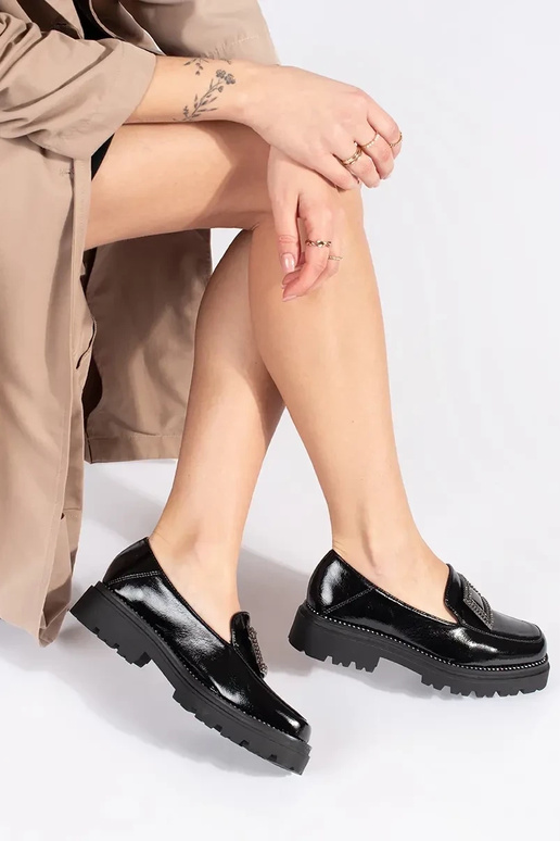 Mocasines de color negro mujer con...