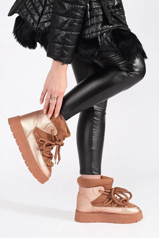 color marrón atado para arriba Botas...