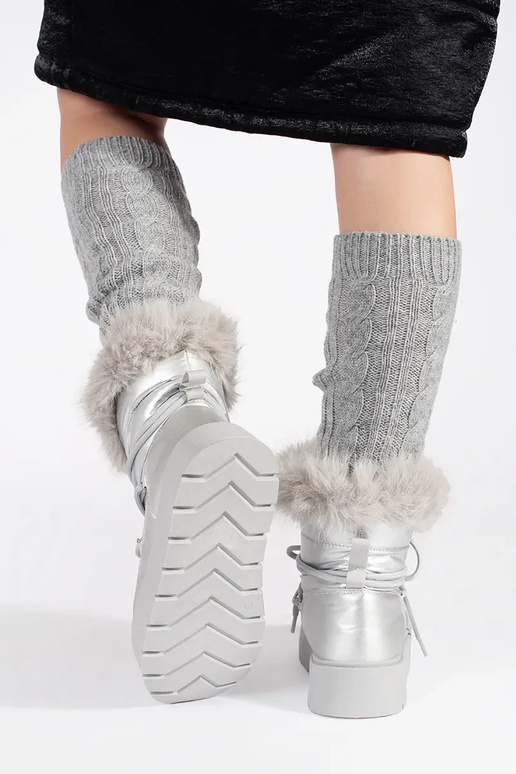 color plata Botas de nieve para mujer...