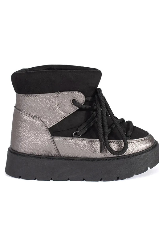 Negro y-plata atado para arriba Botas...