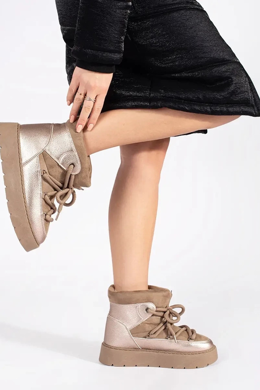 beige atado para arriba Botas de...