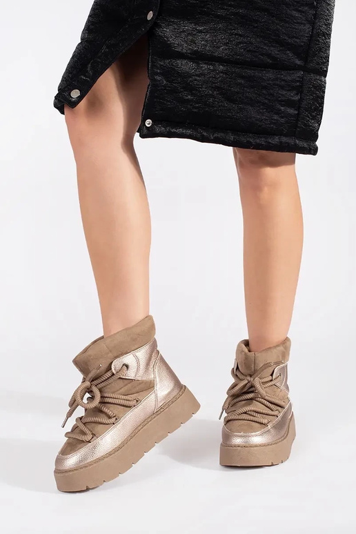 beige atado para arriba Botas de...