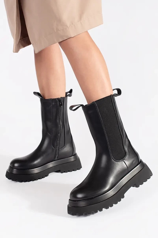 Botas altas negras Chelsea con... Botas altas negras Chelsea con...