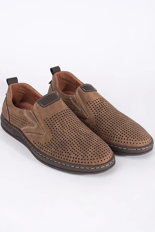 color marrón mocasines calado hombres