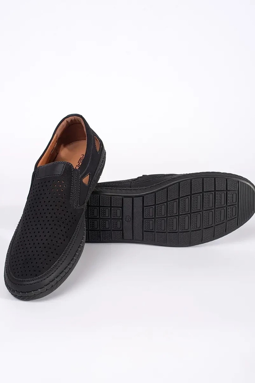 Mocasines de hombre negros con agujeros