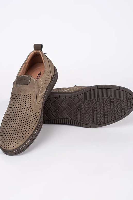 Mocasines perforados para hombre beige