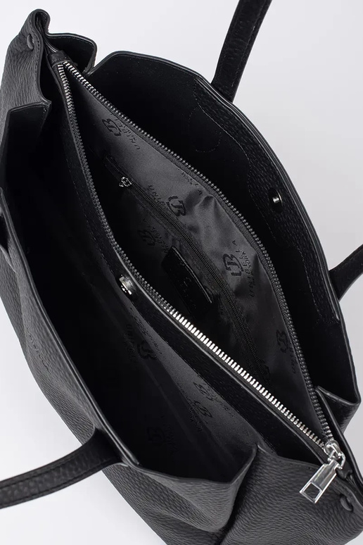 bolso shopper de eco cuero negro