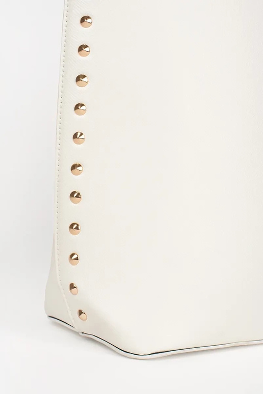 Gran bolso shopper blanco con tachuelas