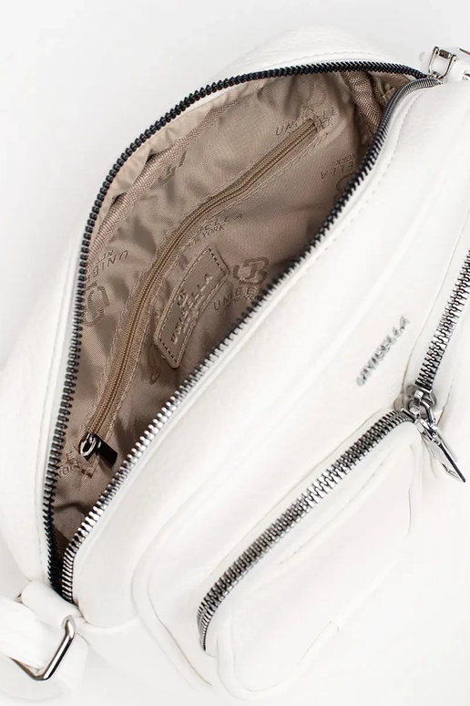 Pequeño bolso blanco con compartimentos