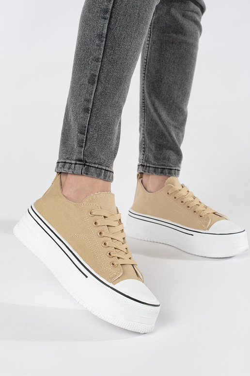 Zapatillas deportivas color arena con... Zapatillas deportivas color arena con...