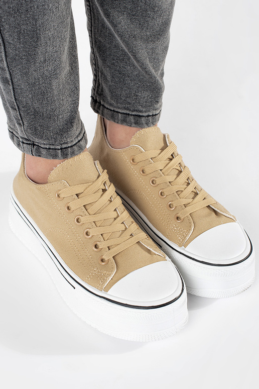 Zapatillas deportivas color arena con... Zapatillas deportivas color arena con...