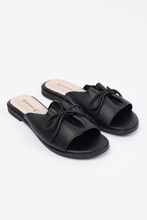 Chanclas negras de mujer con lazo Chanclas negras de mujer con lazo