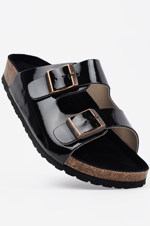 Chanclas negras de mujer en suela plana Chanclas negras de mujer en suela plana