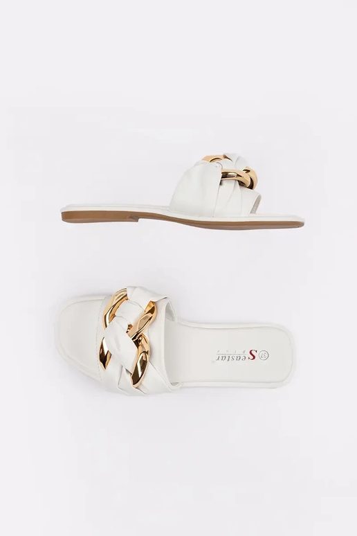 Pantuflas de mujer planas color blanco Pantuflas de mujer planas color blanco