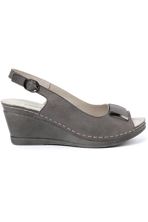 Sandalias grises con cuña para mujer