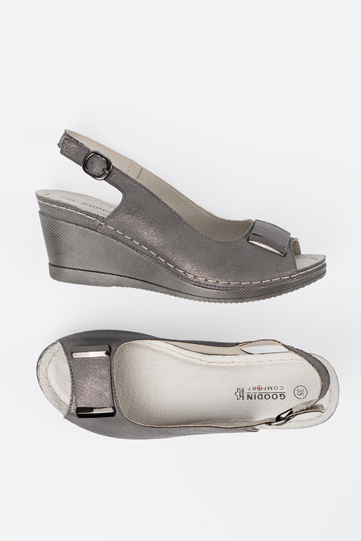 Sandalias grises con cuña para mujer